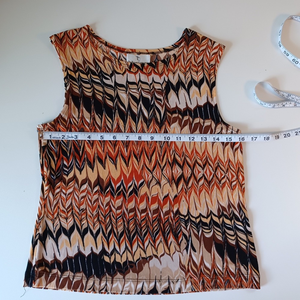 The Travel Collection Cardigan & Shell Set Orange Brwn Abstract Print Petite M/S - Picture 10 of 11